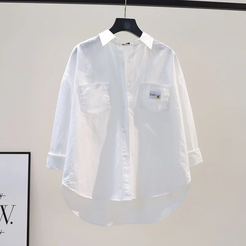 Athvotar Athvotar Long-Sleeved Shirt 2025 Spring And Autumn Thin Casual Korean Version Of The Open Shirt Simple Loose Fashion Thin Coat Woman