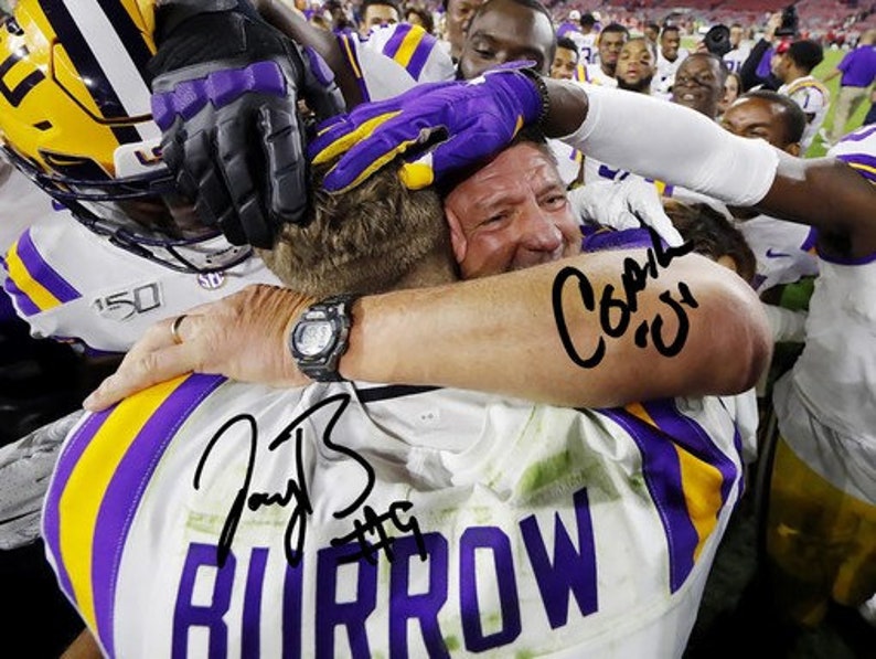 Joe Burrow & Coach  O  Signed Photo Poster painting 8x10 rp Autographed LSU Tigers