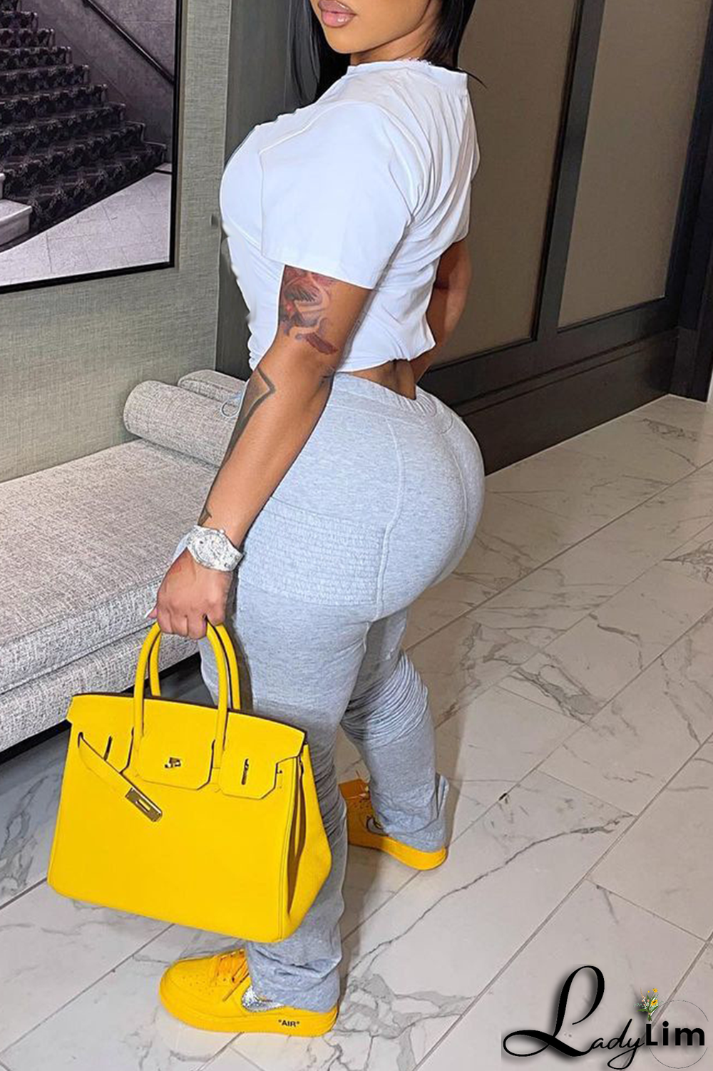 White Street Daily Print Patchwork Letter O Neck T-Shirts