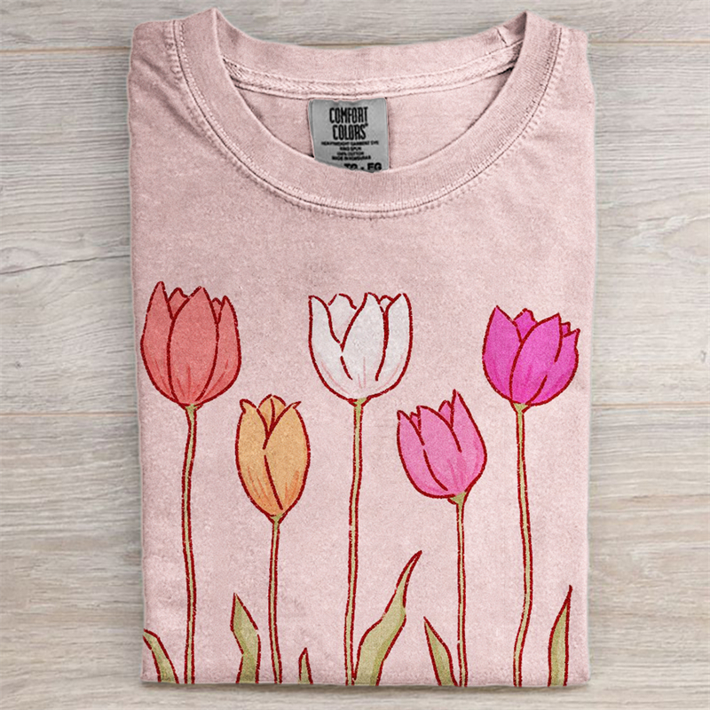 Comstylish Lesbian Tulips Art Lgbtq Comfy T Shirt