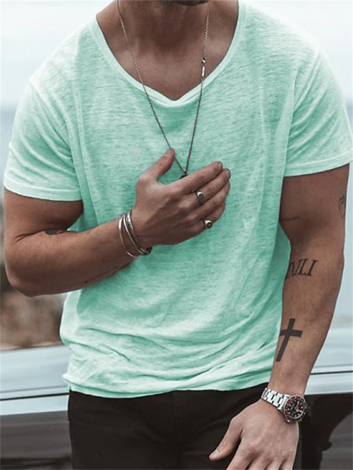 Men's T shirt Tee Plain Crew Neck Street Casual Short Sleeve Clothing Apparel Fashion Classic Comfortable Big and Tall-JRSEE
