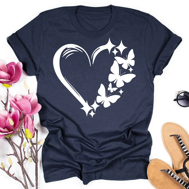  butterfly heartT-shirt Tee -03729