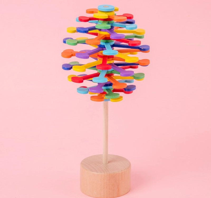 Wooden Color Rotating Lollipop Young Children Early Education Cognitive Creative Toys