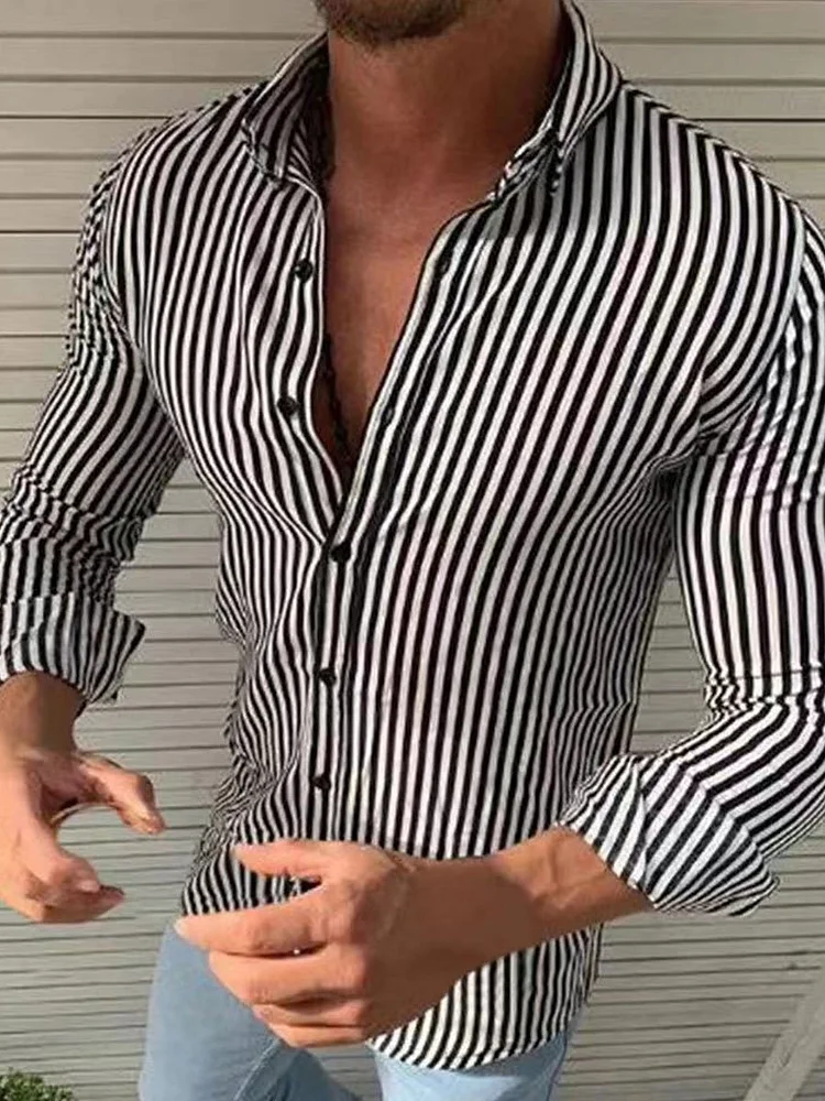 Men's striped long sleeve shirt