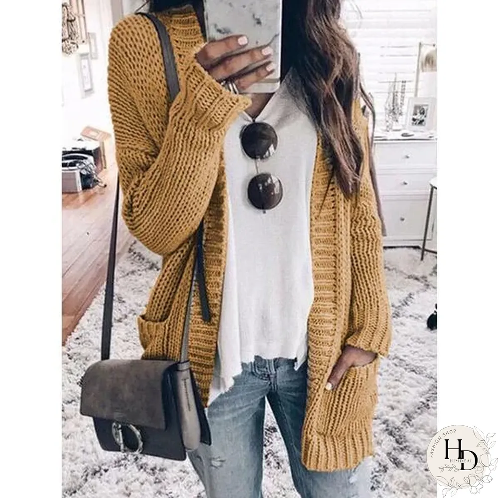 Knitted Solid Long Sleeve Blouses