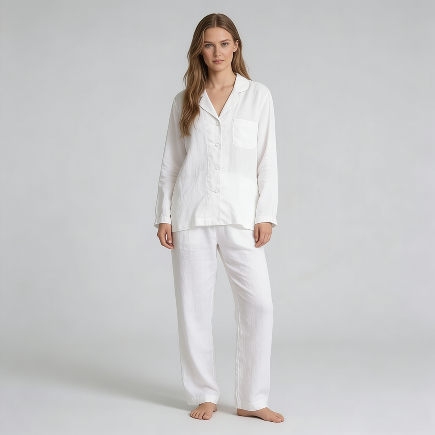 Linen Pajamas Women 100% Linen Button Front Long Sleeve Set REAL SILK LIFE