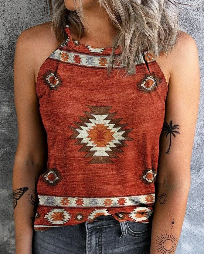 Sleeveless Loose Small Suspender Printed Vest T-shirt