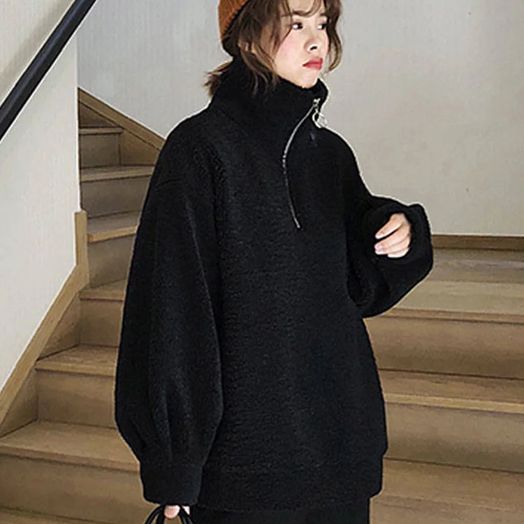 Eslicerpro fall outfits women Winter Fall Outwear Casual Fuzzy Warm Stand Fleece Womens Solid Half Zipper Sweatshirts Women'S Coat Outwear Coats Woman Jackets