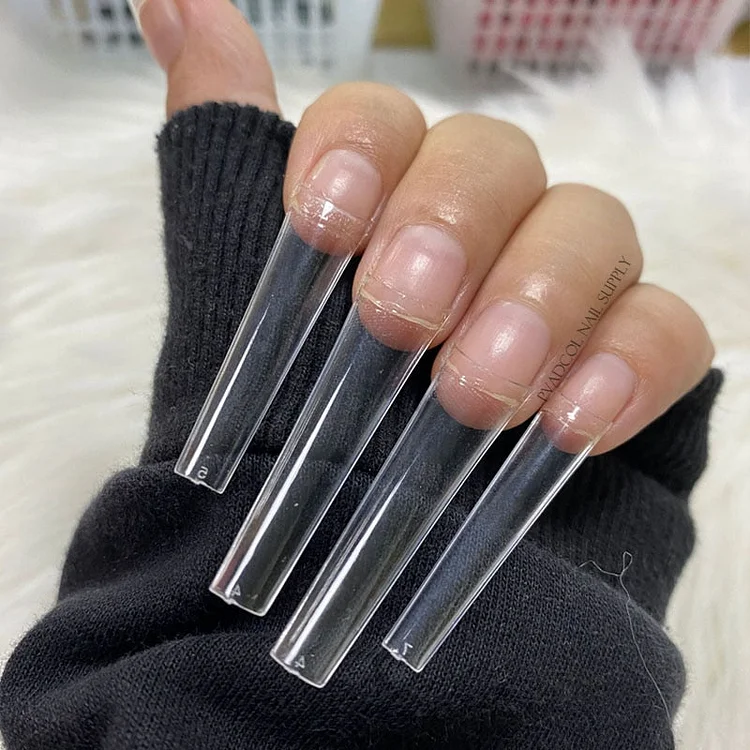 Non C-Curve XXL Long Acrylic Nail Tips Transparent Coffin Straight False Nails Finger Press On Tips UV Gel Extension Manicure