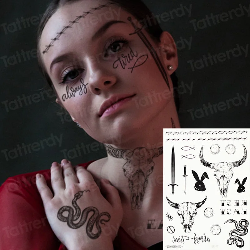 temporary face tattoos music symbols tattoo neck face hand stickers tattoo geometric letters tatoos wrist body art for boys men