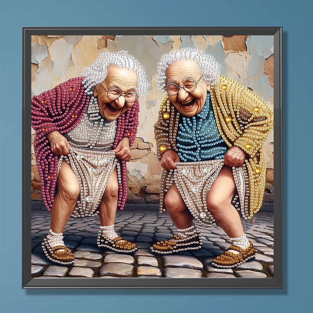 Diamond Painting - Partial Special Shaped Drill - Funny Granny(Canvas|30*30cm)