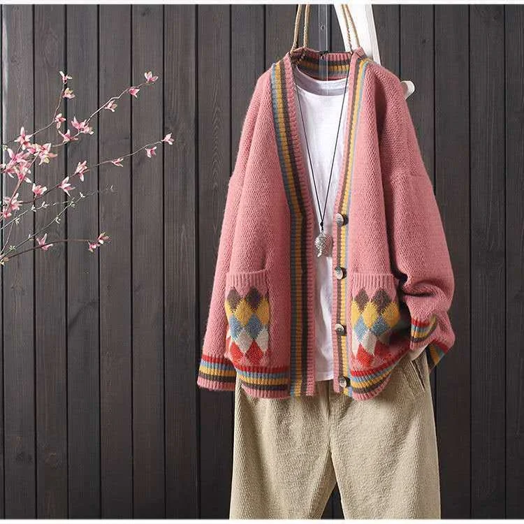 Sweater cardigan women's jacket loose Korean style lazy wind outside knit sweater autumn winter new women