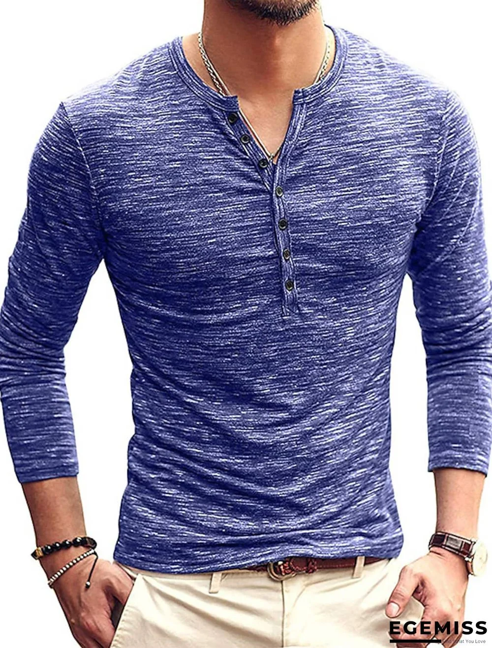 men's slim fit long sleeve henley t-shirt casual basic tee (x-large, green) | EGEMISS