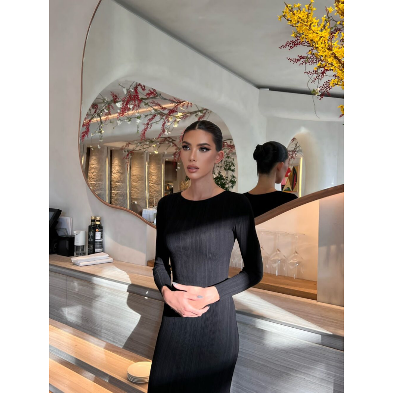 Ootddress Long Sleeve Slim Knit Maxi Dress For Women High Waist Casual Fashion Elegant Party Dress Skinny Summer Female Dress 2025