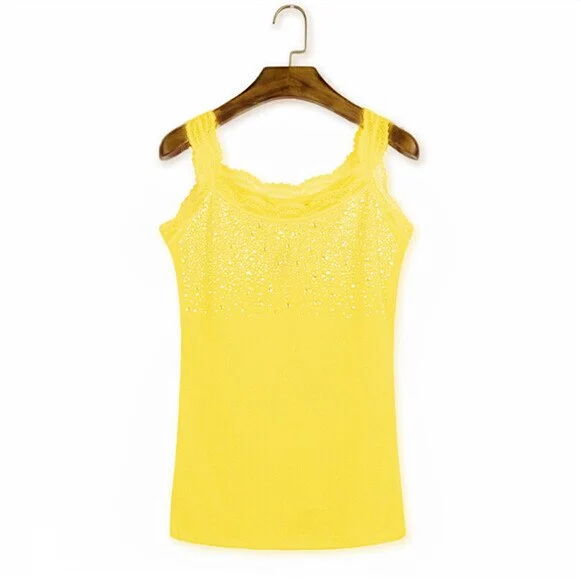 Summer Shirts Women's Rhinestone Sexy Lace Tanks Tops Sling Halter Sleeveless Blouse Patchwork Low Bust Hot Drilling Corset