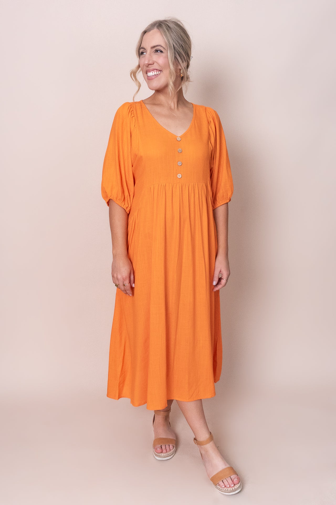 Emery Midi Dress in Orange