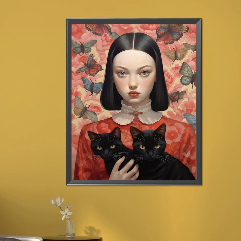 Partial AB Diamond Painting - Full Round Drill - Butterfly Girl(Canvas|45*55cm)