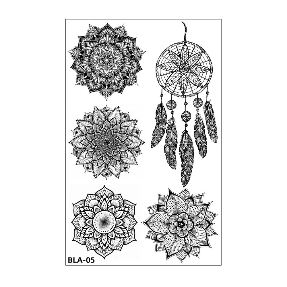 Women Waterproof Temporary Tattoo Sticker Mandala Flower Tatoo Elephant Feather Body Art Water Transfer Clavicle Temporary Tatto