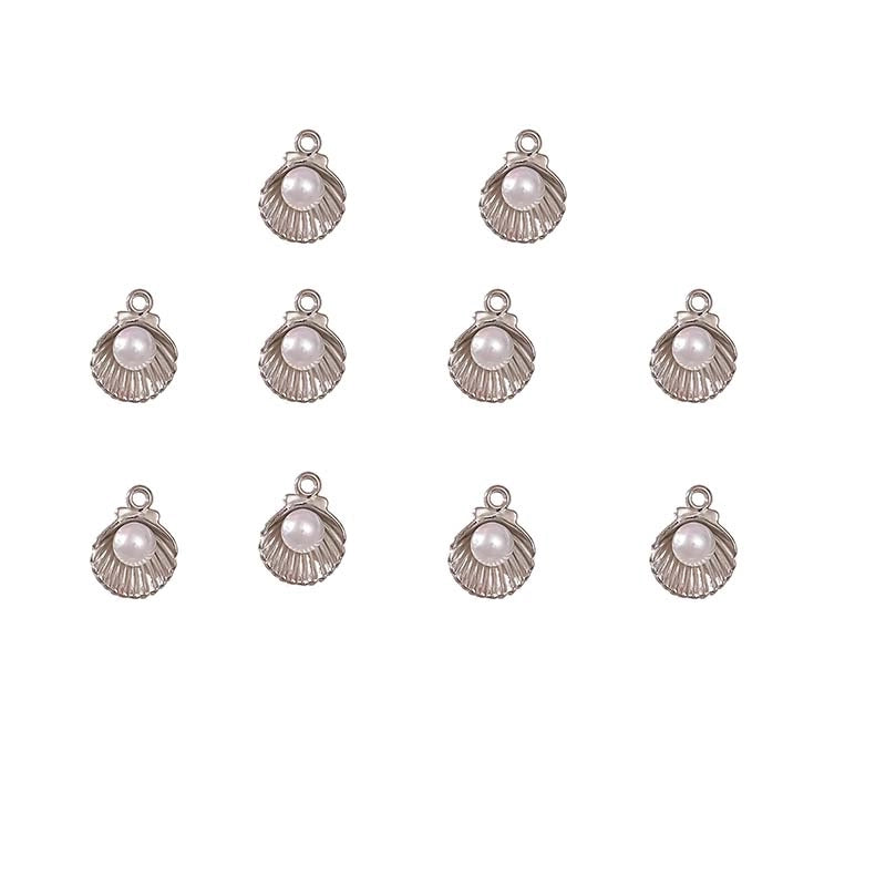 10 PCS/Package Aluminum-Magnesium Alloy Artificial Pearls KC Gold White Pearl Shell Jewelry Accessories Pendant