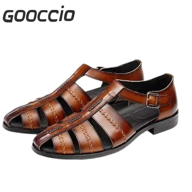 GD182 Cowhide Dress Sandals For Men GOOCCIO   