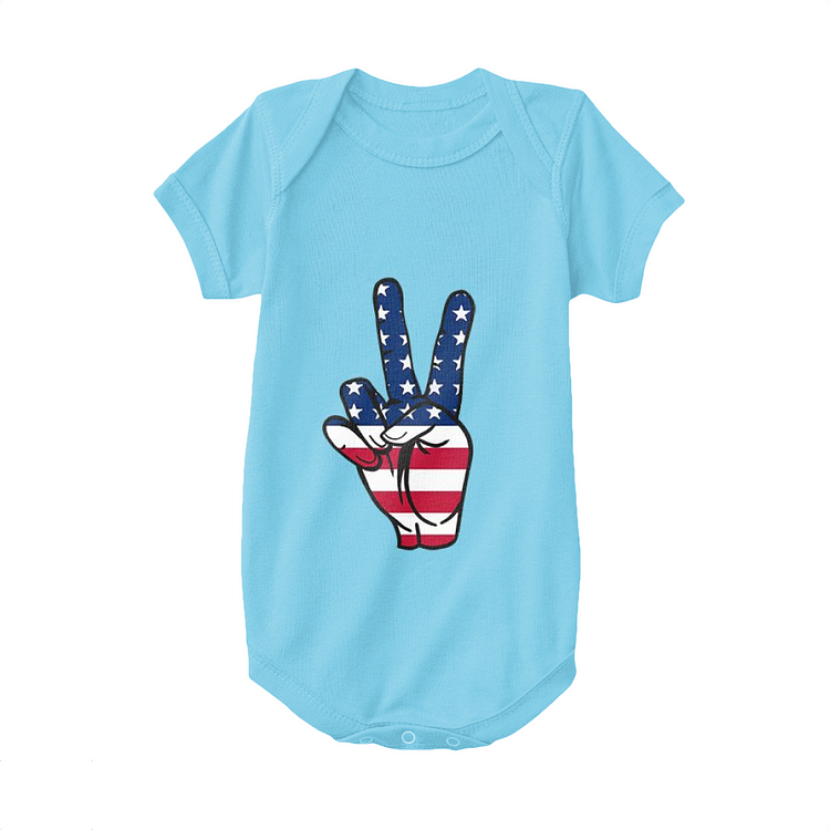 Peace Sign Hand, Independence Day Baby Onesie