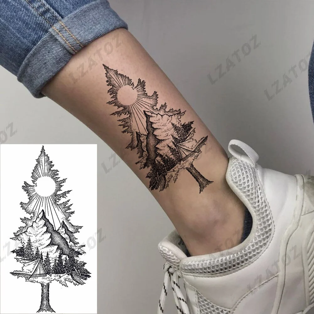 Sdrawing Rose Flower Temporary Tattoos For Woman Adults Realistic Compass Cross Fake Tatoos Sexy Waterproof Hand Tattoo Sticker