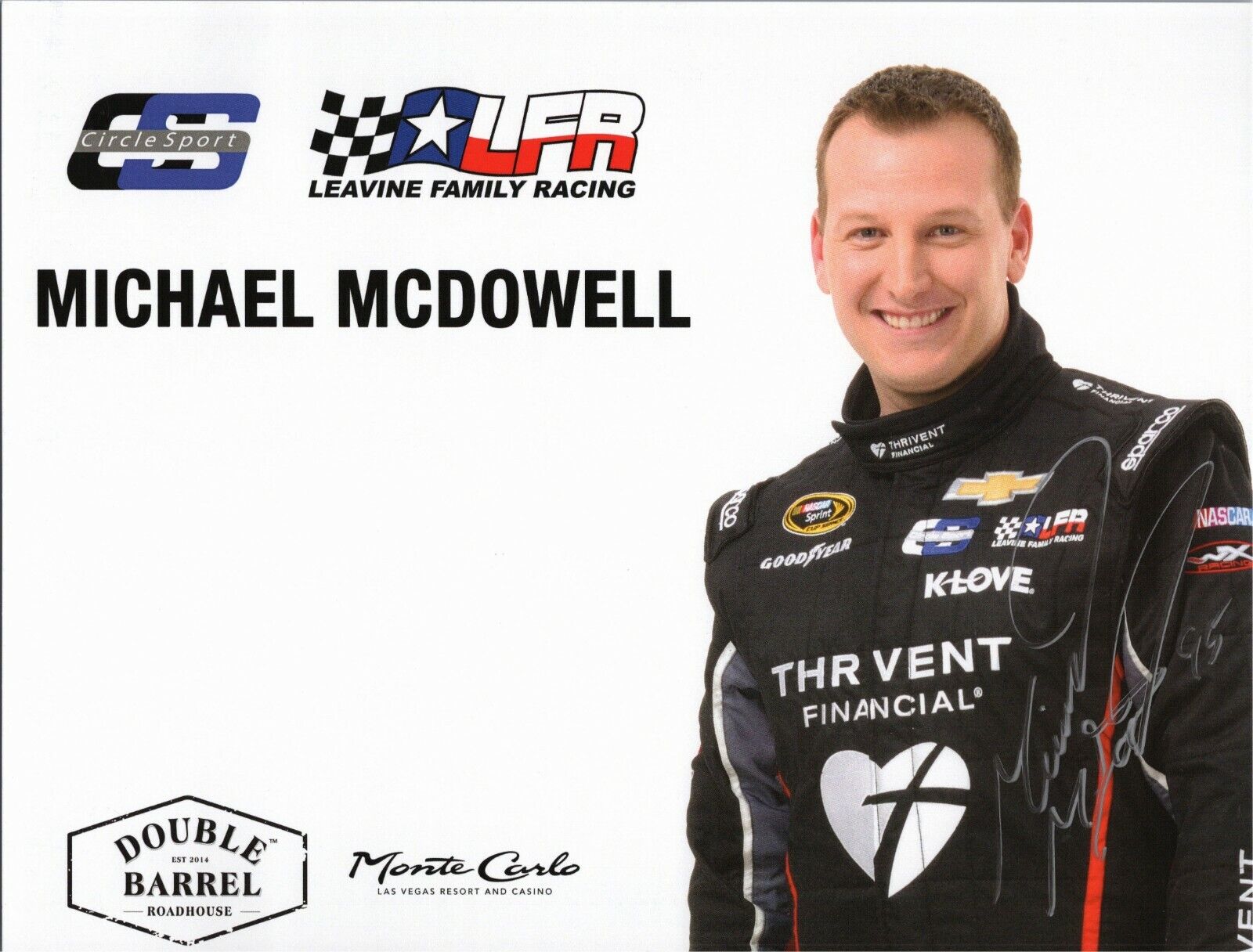 ~~ MICHAEL McDOWELL Authentic Hand-Signed NASCAR Racing
