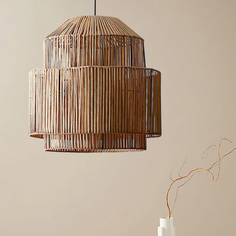 Handwoven Rattan Chandelier Retro Pendant Lighting