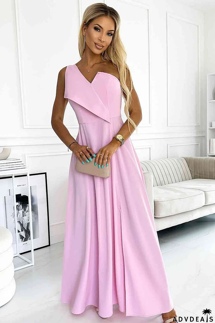 One-Shoulder Sleeveless Maxi Dress