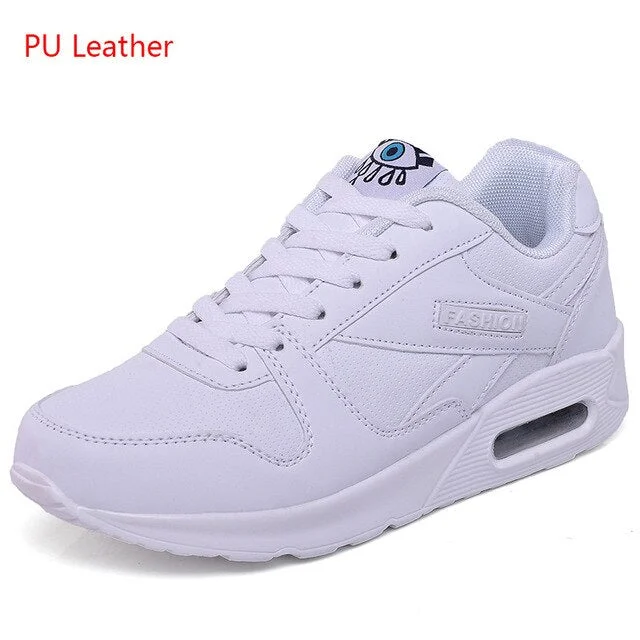 Women Fashion Sneakers Leather Platform Shoes Summer Women White Sneakers Breathable Trainers Light Weight Large Size Sneaker