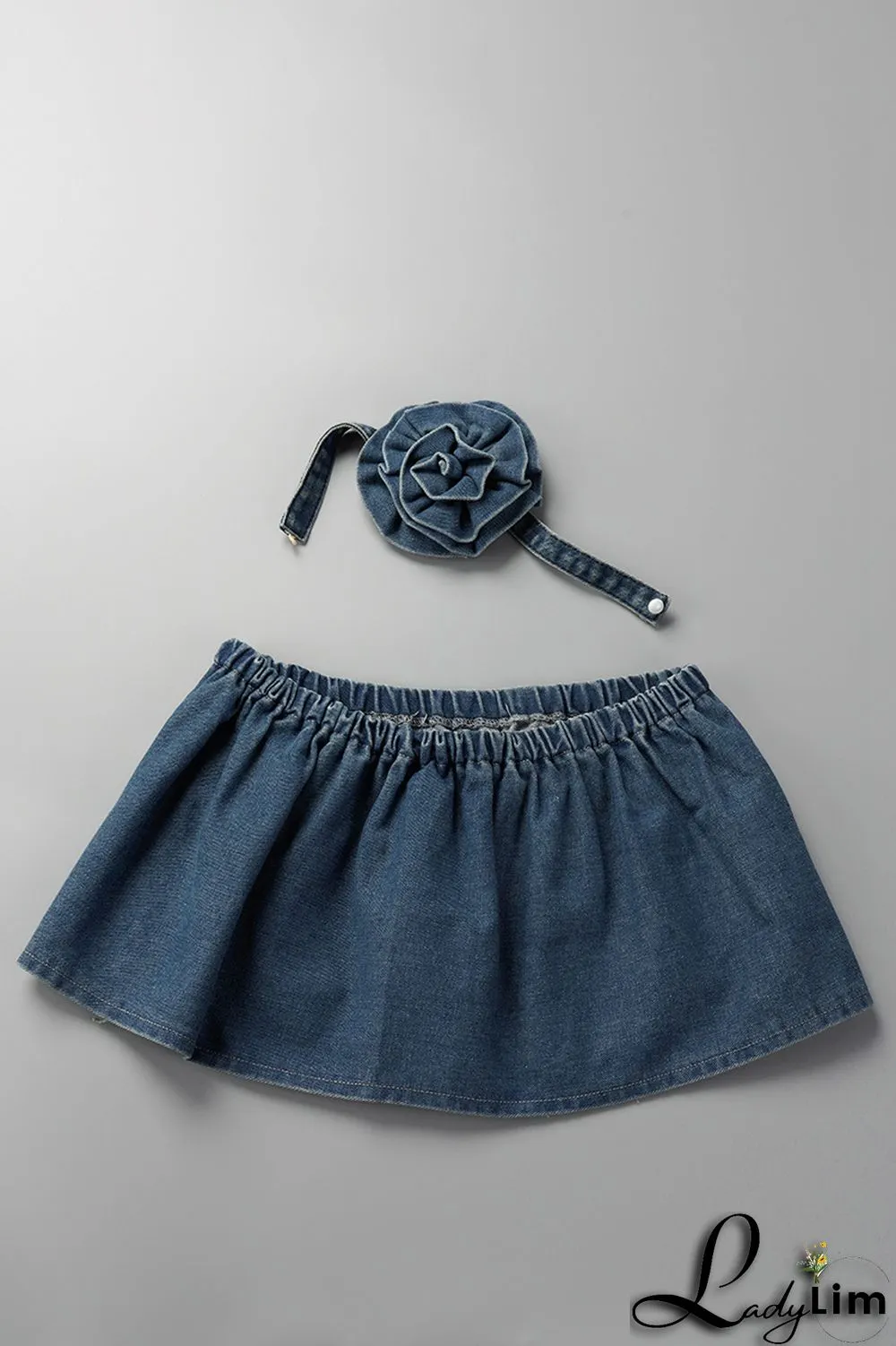 Blue Sexy Solid Patchwork Strapless Tops