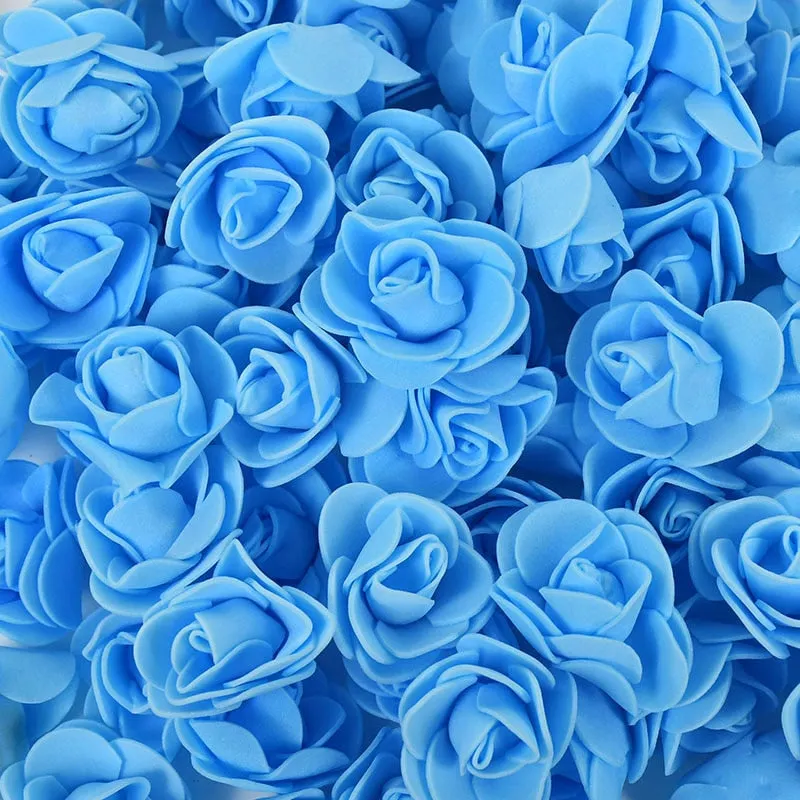 50/100/200Pcs Teddy Bear of Roses 3cm PE Foam Rose Head Artificial Flower Home Decorative Wreath Wedding Valentines Day DIY Gift