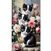 Diamond Painting - Full Round Drill - Cat and Flowers(Canvas|40*70cm)