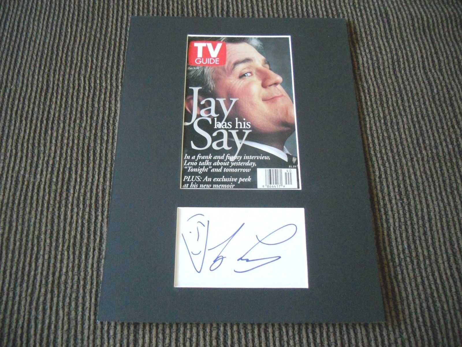 Jay Leno Tonight Show Signed Autographed 10x13