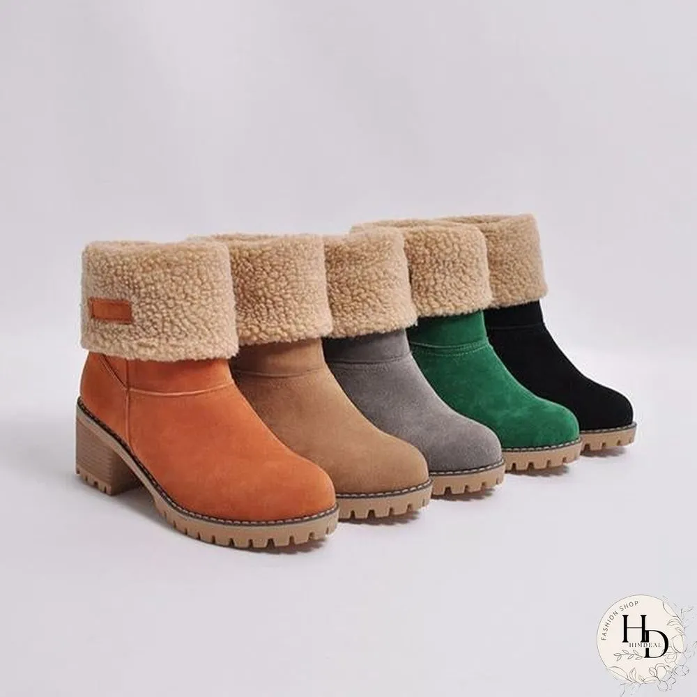 Square Heel Short Plush Snow Boots
