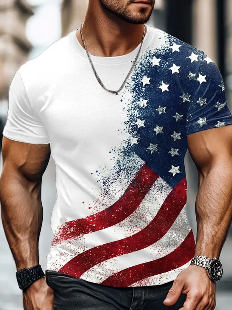 Men's Vintage Independence Day Retro Flag T-shirt