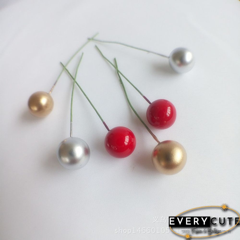 100Pcs Artificial Red Holly Berry Christmas Decor On Wire Bundle Garland Wreath