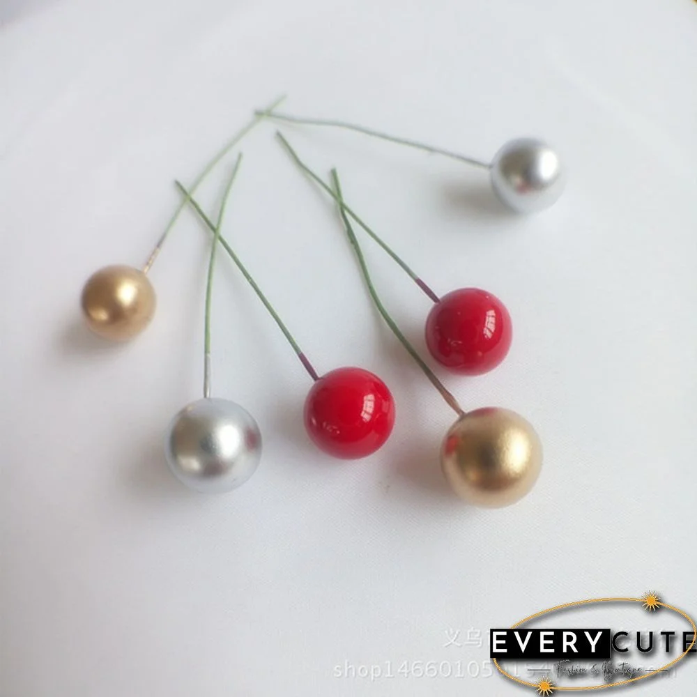 100Pcs Artificial Red Holly Berry Christmas Decor On Wire Bundle Garland Wreath