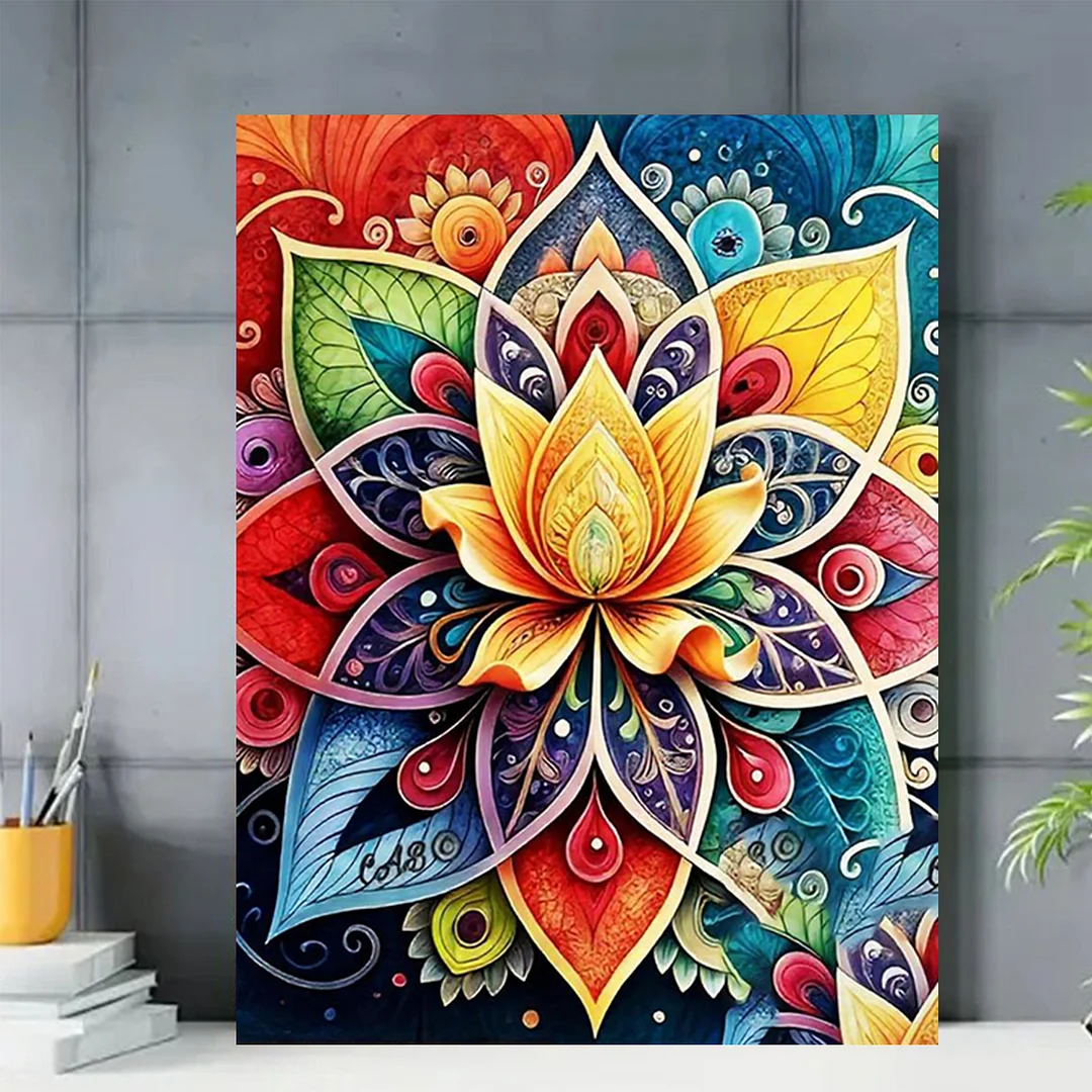 DIY Mandalas Paint by Numbers Kits Drawing Paintwork on Canvas 15.75x19.69inch Without Frame Canvas Oil Painting Number Painting for Beginners Adults Gift Home Wall Decor