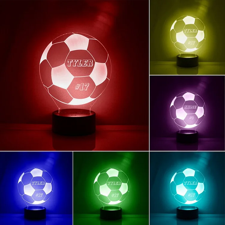 7 color LED Football Night Light Custom Name & digital Lamp Gifts for Kids