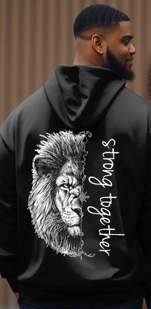 Couple's Plus Size Lion Couple Hoodie Strong Together Long Sleeve Hoodie