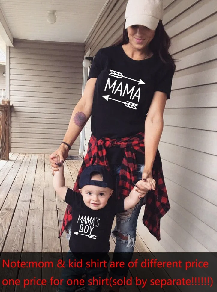 1pcs Mommy & Me Shirts Mama and Mamas Boy Mom and Son Matching Shirts Mama's Boy Mama with Arrows Mom of Boys Boy Mom Outfits