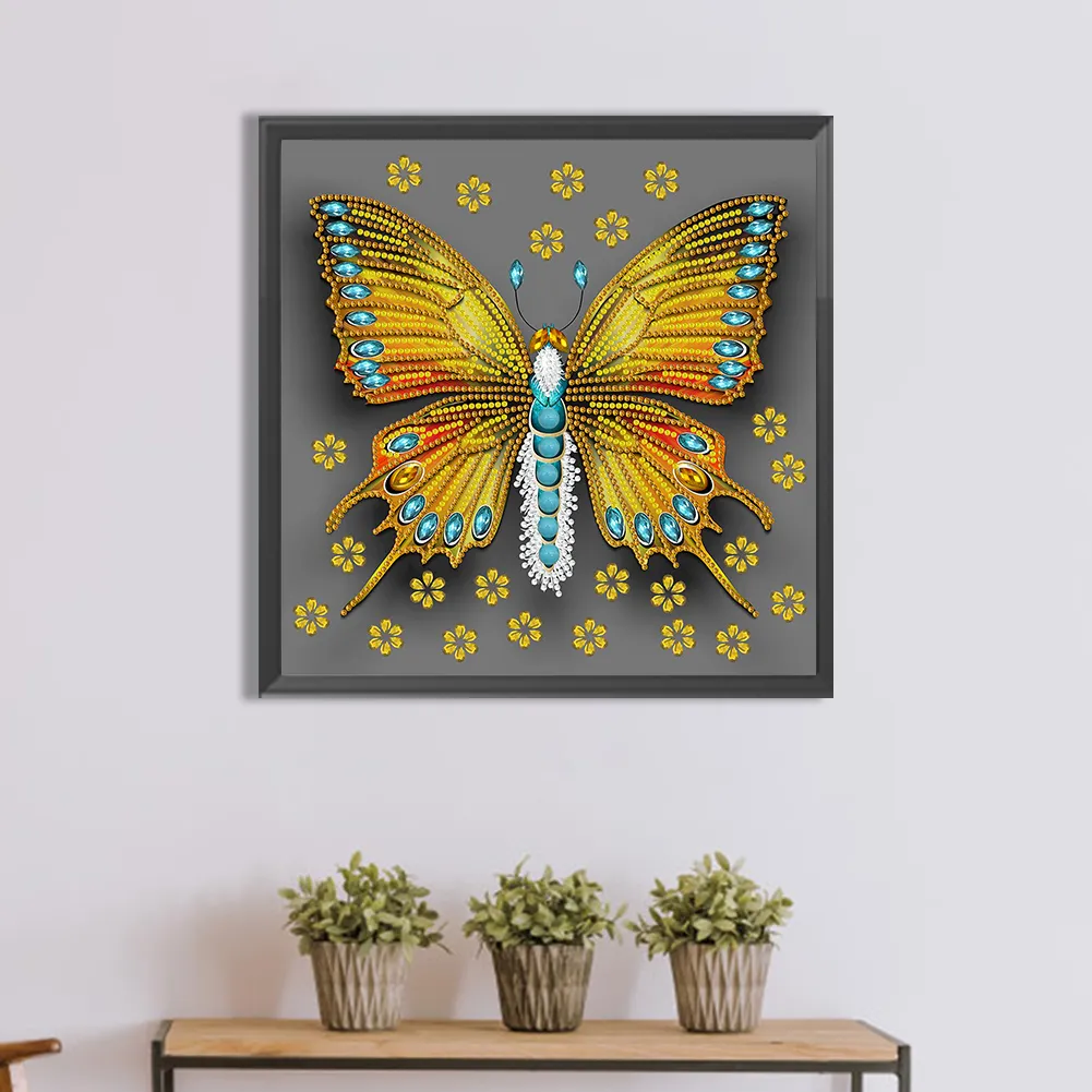 Diamond Painting - Partial Special Shaped Drill - Butterfly Dragonfly(Canvas|30*30cm)