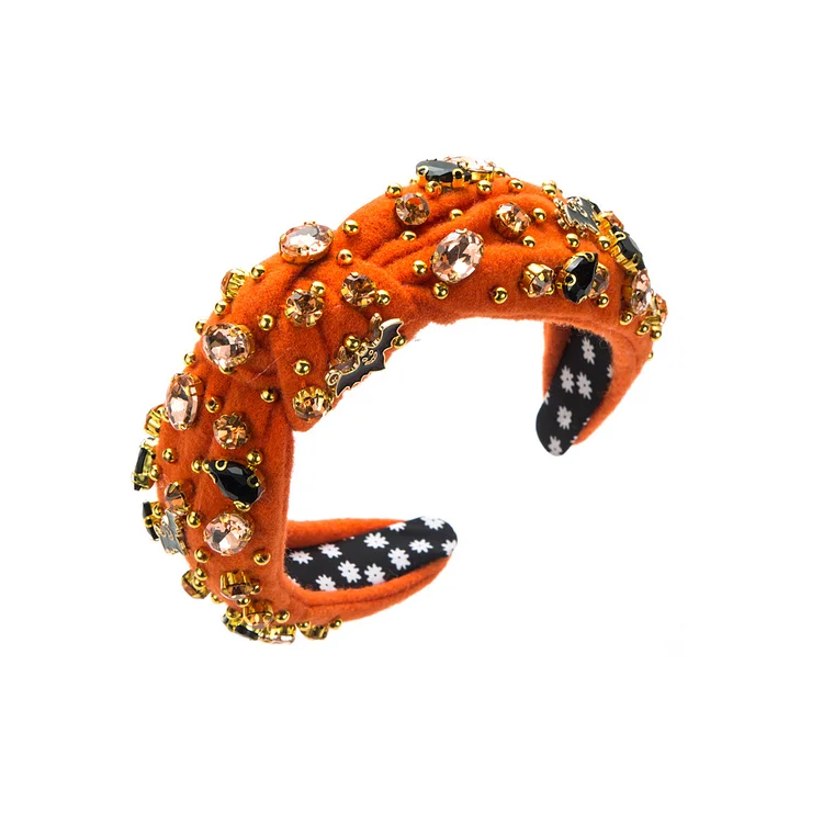 Halloween Beaded Drilling Ghost Pumpkin Bat Decor Hair Band Headwear