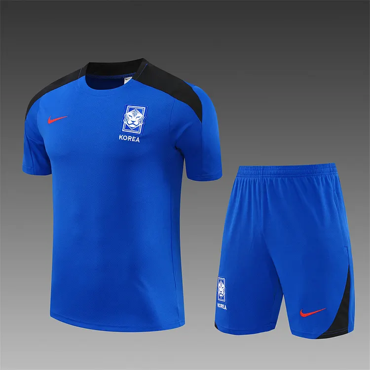 2024-25 Korean blue short-sleeved training suit