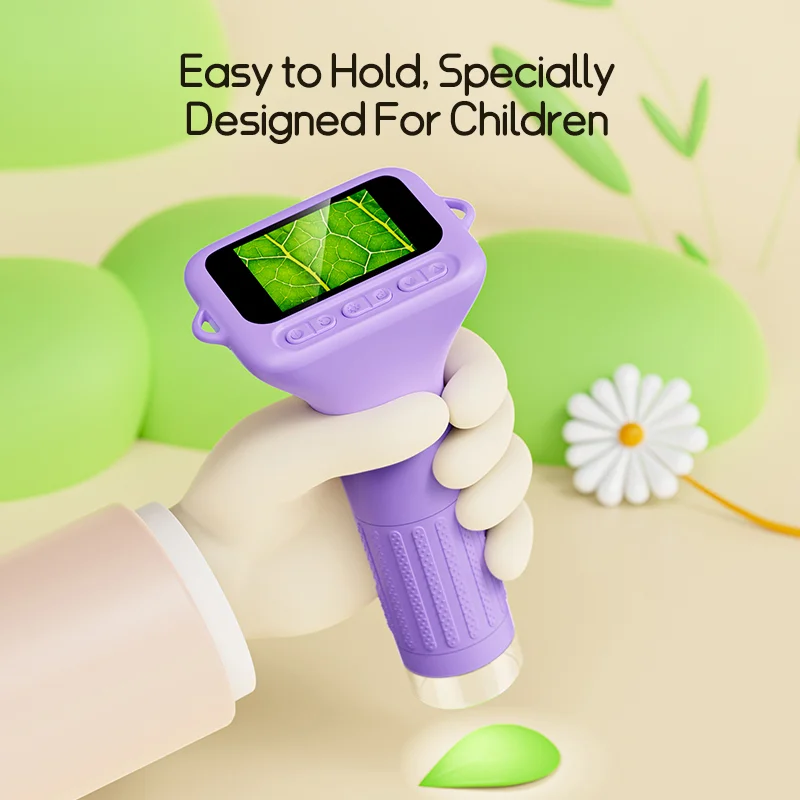 BEBANG 100X-1000X Microscope for Kids, 2.0" Handheld Digital Portable Pocket Microscope, Education Toys Gifts