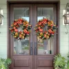 Peony Pumpkin Wreath Decorative Door Garland for Harvest Festival Decor (40CM)
