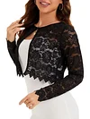 Elegant Women's Lace Cardigan Sweater - Polyamide Knit Fabric, Solid Color, Round Neck, Spring/Summer/Autumn Collection