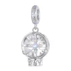 S925 Silver Xmas Snowflake Crystal Ball Charm Bead