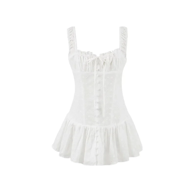 Nigikala Nigikala Niche Hottie Waistless Sleeveless Dress Girl Body To Show Thin Folds A Word 100 Folds Skirt Pure Color